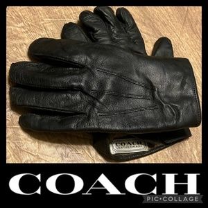 COACH MENS LEATHER GLOVES, CASHMERE LINING, MADE IN HUNGARY